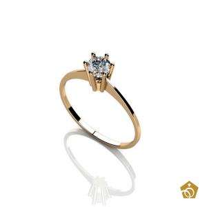 Anel Solitário convencional de 6 grifas - Ouro Amarelo 18k - Gema
