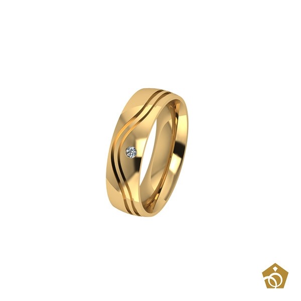 Aliança Artística de Ouro Amarelo 18k 